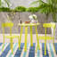 Extérieur bistro lime mat, fabrication artisanale en fer, élégant et 2 chaises et table de couleur thermolaquée, idéale pour les lieux de rencontre,