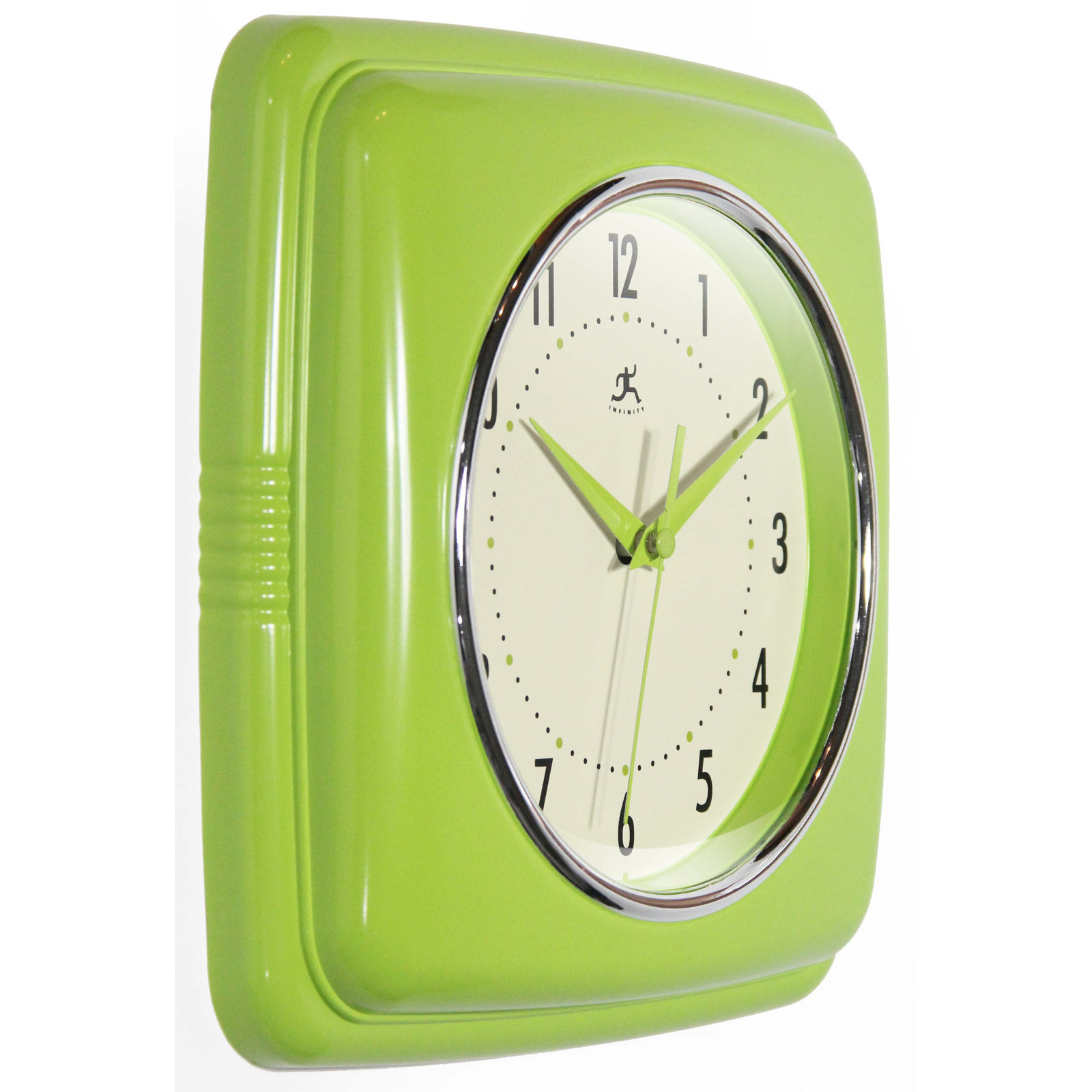Orrwell Square Plastic Wall Clock 9.25 Inches, Apple Green
