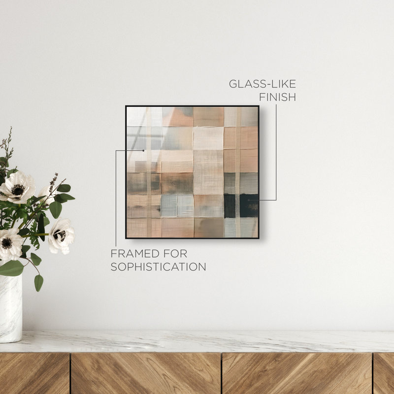 Minimalist Mesh High-Gloss Frameless Acrylic Glass Wall Art Abstract Print by Oliver Gal, Ready to Hang, 12 x 12, 13"H x 13"W
