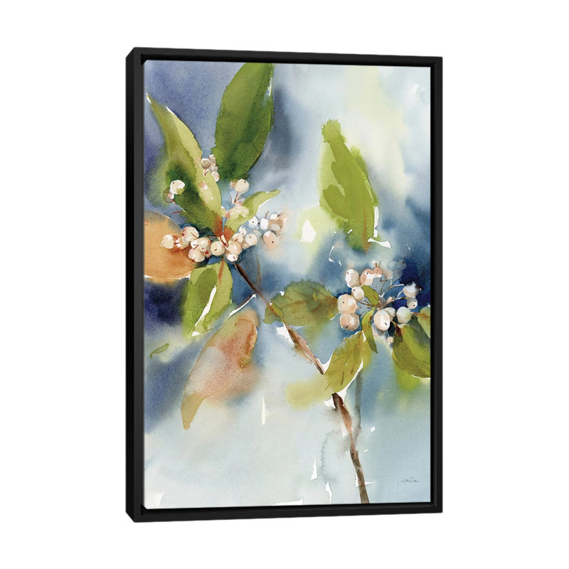 Winter Berries - Wall Art Print - Wrapped Canvas, 60" H x 40" W, Framed Print without Mat, Black