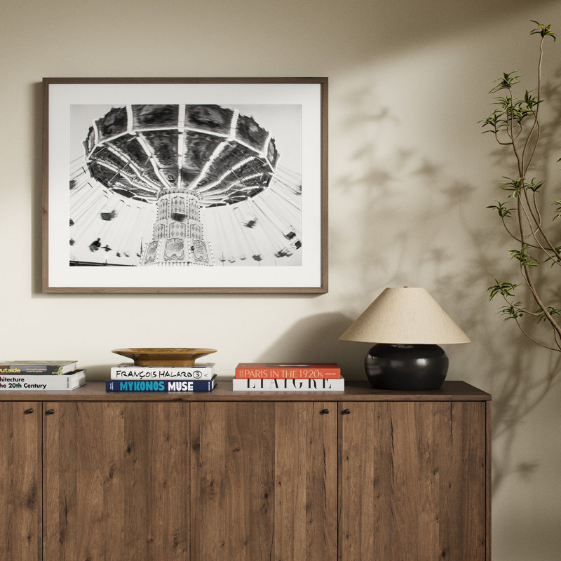 Coney Island Print by Barbara Alper, W 24" x H 18", Rustic Walnut