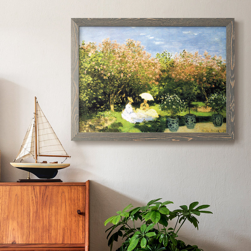 Le jardin, 1872, peinture sur toile encadrée, Gris, H 22 po x l 32 po x P 1,5 po