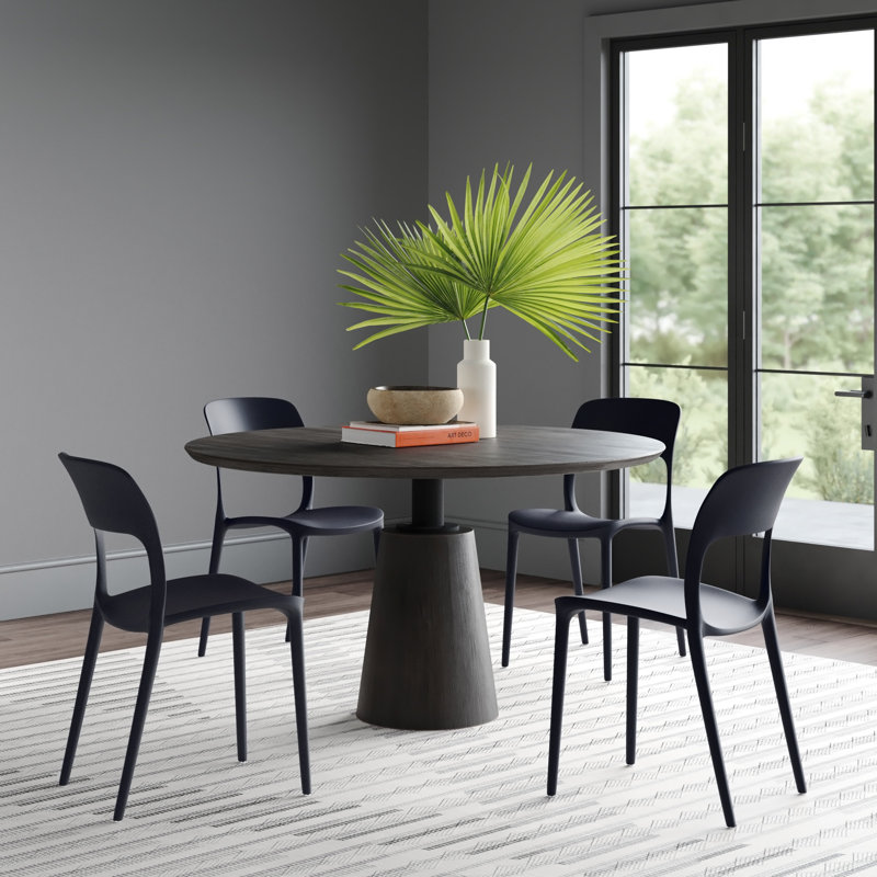 Chaise d'appoint empilable Chainey, Noir, 4