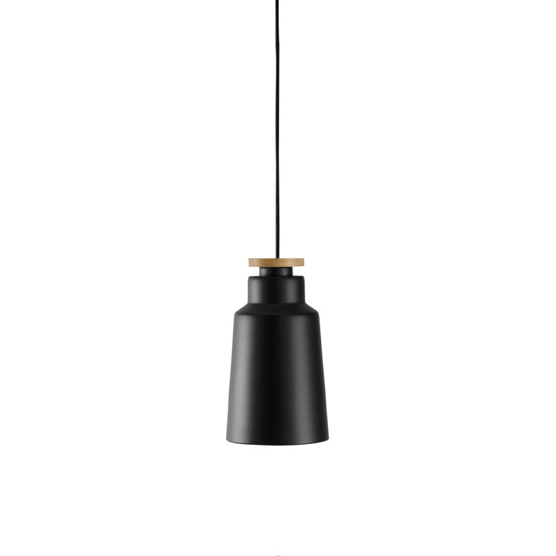 1 - Light Cylinder Pendant, Flat Black/Nature
