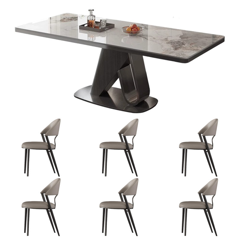 Light luxury rectangular dining table and chair, 29.5"H x 62.9"L x 35.4"W
