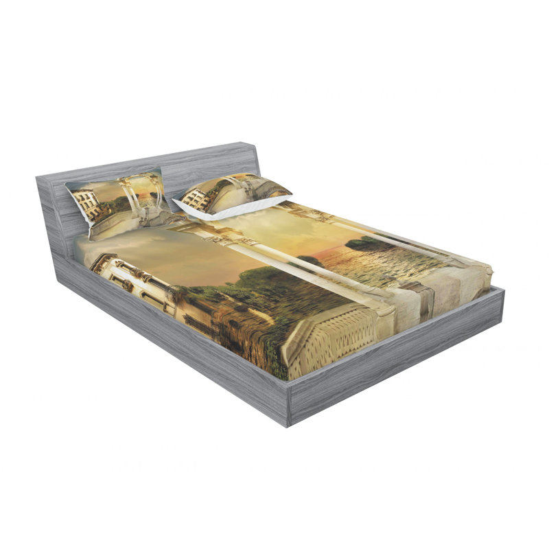 Ensemble de draps surréaliste Bridge Gateway, Ensemble de draps pour lit double avec un drap-hou