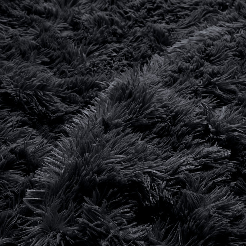 Shaggy Fleece Plush Duvet Cover, Full Duvet Cover, Black