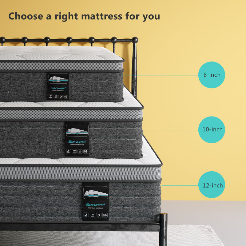 Matelas hybride à mémoire de forme, Lit simple, 12"