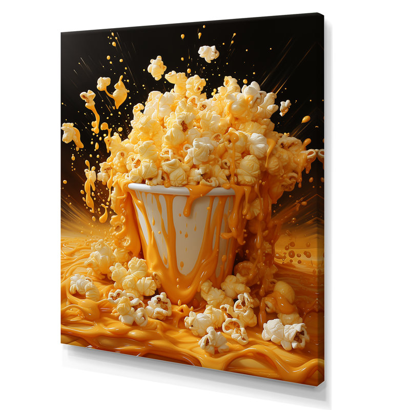 Symphonie de maïs soufflé jaune - art mural Popcorn, H 32 po x l 16 po x P 1 po
