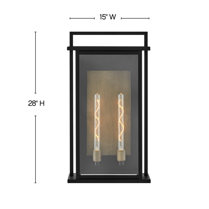 Langston Two-Tone Wall Mount Aluminum Outdoor Lantern, 28" H x 15" W x 7" D