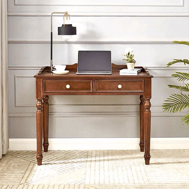 Bureau d'écriture rectangulaire en bois massif avec tiroirs Nut-brown, Nut-brown, 29.92"H*47.24"W*19.69"D