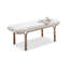 Banc en acier inoxydable revêtu de velours blanc-231382059