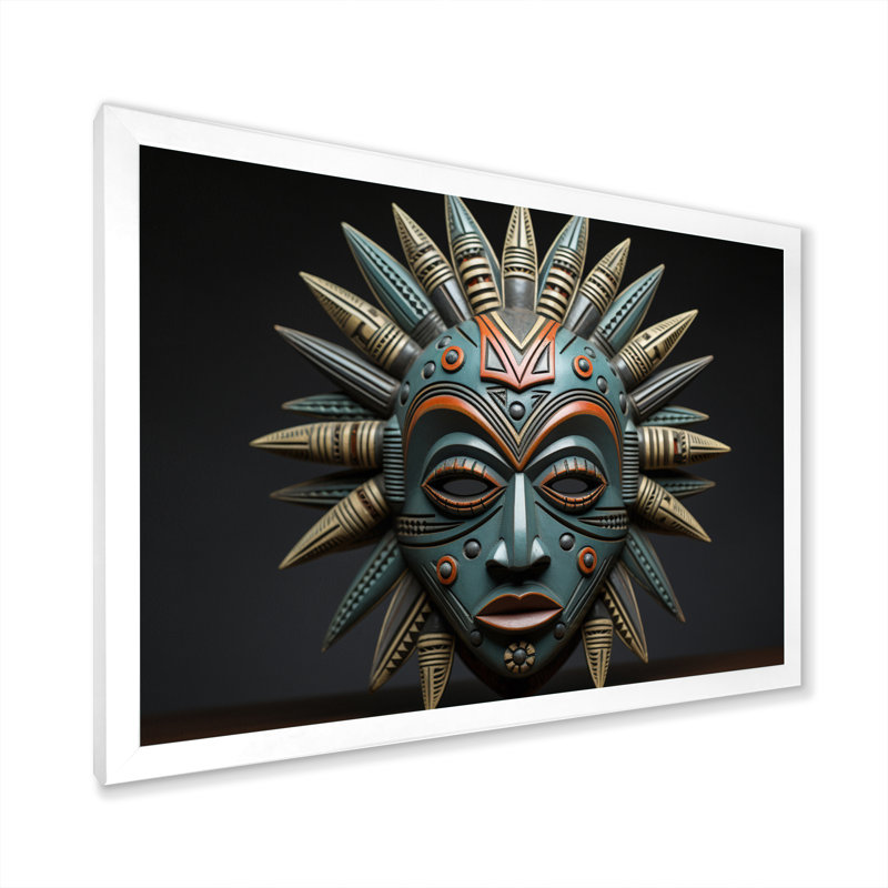 Chayla, masque tribal africain Luba - reproduction sur toile, H 34 po x l 44 po x P 1,5 po, Cadre photo blanc
