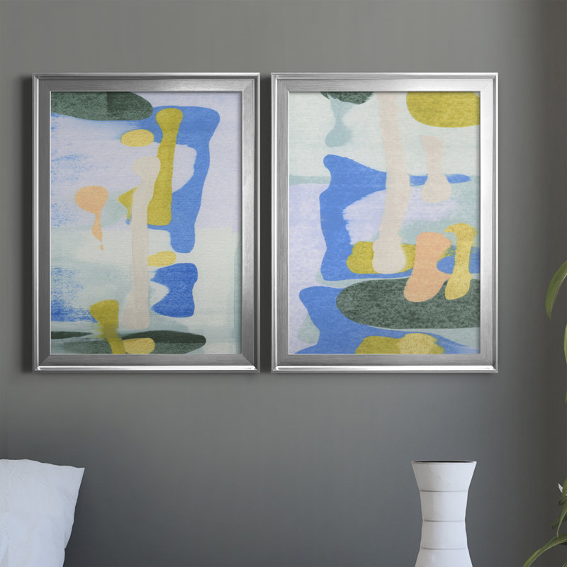 Rorschach Rainbow I - ensemble de 2 impressions encadrées sur toile, H 30,5 po x l 22,5 po x P 1,25 po, Cadre argenté