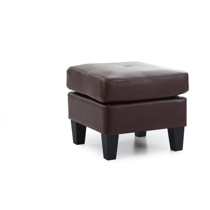 Repose-pieds carré standard en similicuir de 23 po Mucci, Similicuir cappuccino