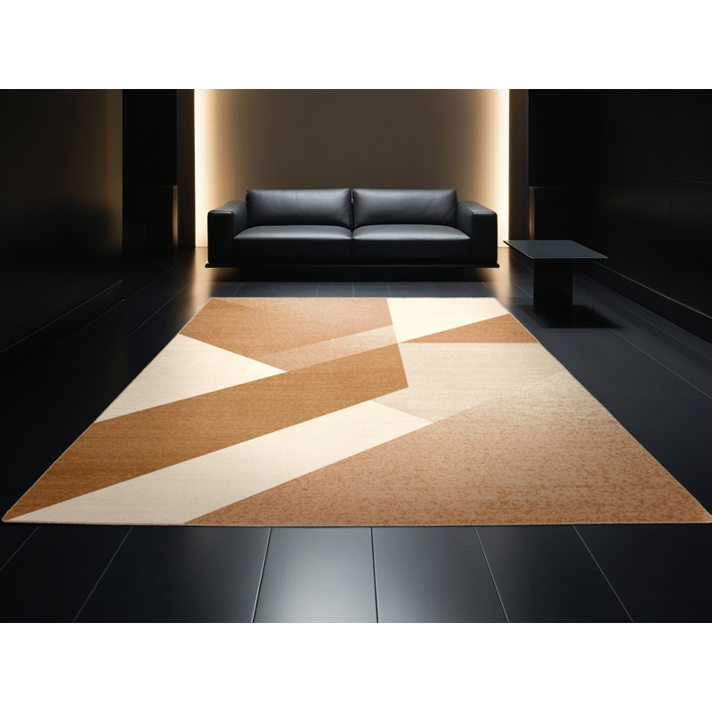 Machine Washable Wynsum Modern Solid Color Rug in Beige – Beige Binding, 5' Square