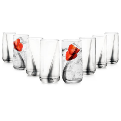Libbey Ascent Black Ribbon Cooler Glasses, 16 ounce, Set of 8