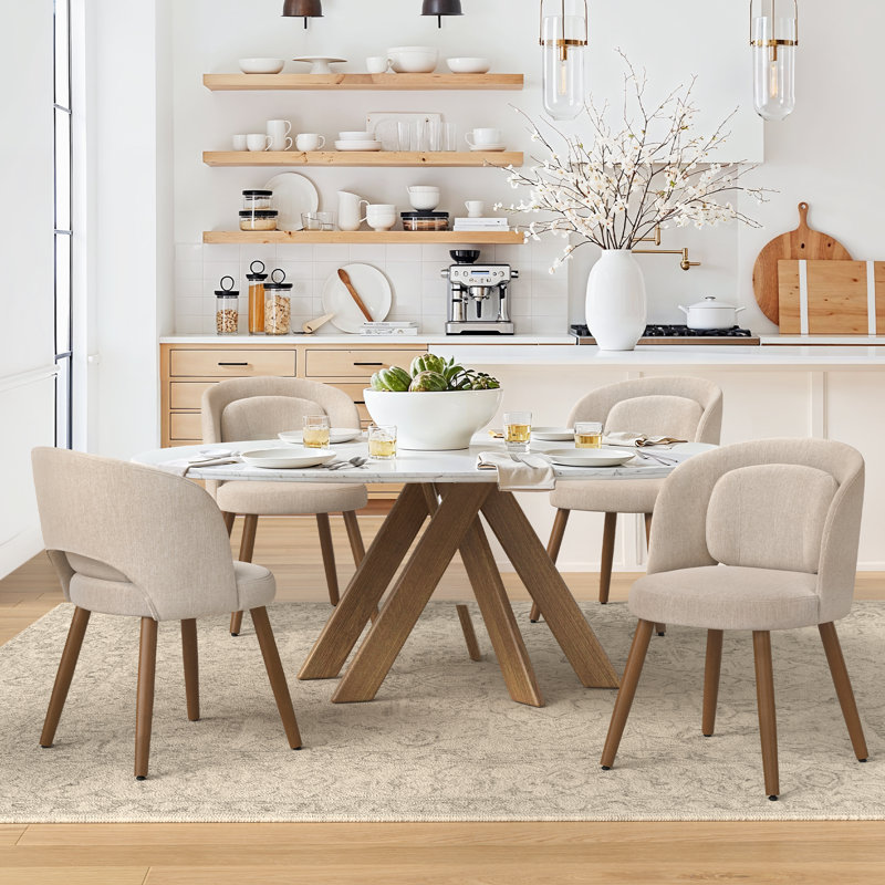 Katherine Upholstered Back Side Dining Chair, 4, Chenille Light Camel