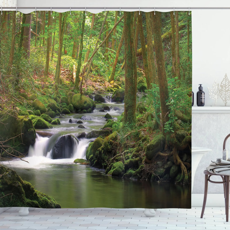 Ensemble de rideau de douche et crochets de la nature, H 70 po x l 69 po