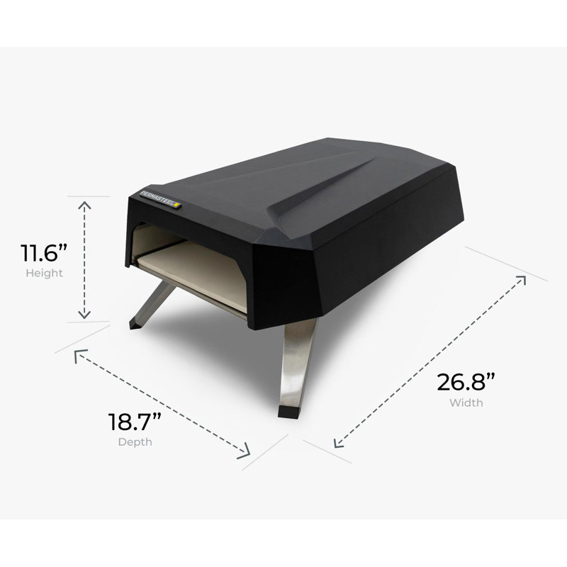 Permasteel Black Aluminum 12-Inch Countertop Gas Pizza Oven with Cover
