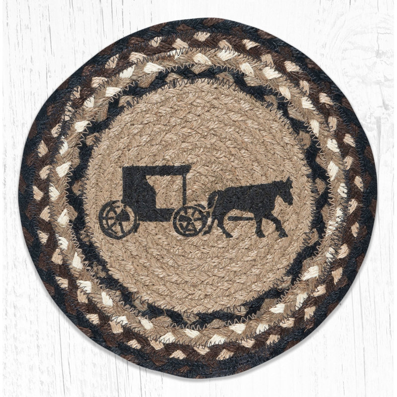  Trivet rond en jute tressé 10 "x 10" avec jute naturelle tressée Amish