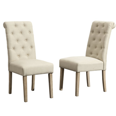 Tan Solid Wood Dining Chairs, Of 2 - Elegant And Practical Seating 2 Chair , , Touch