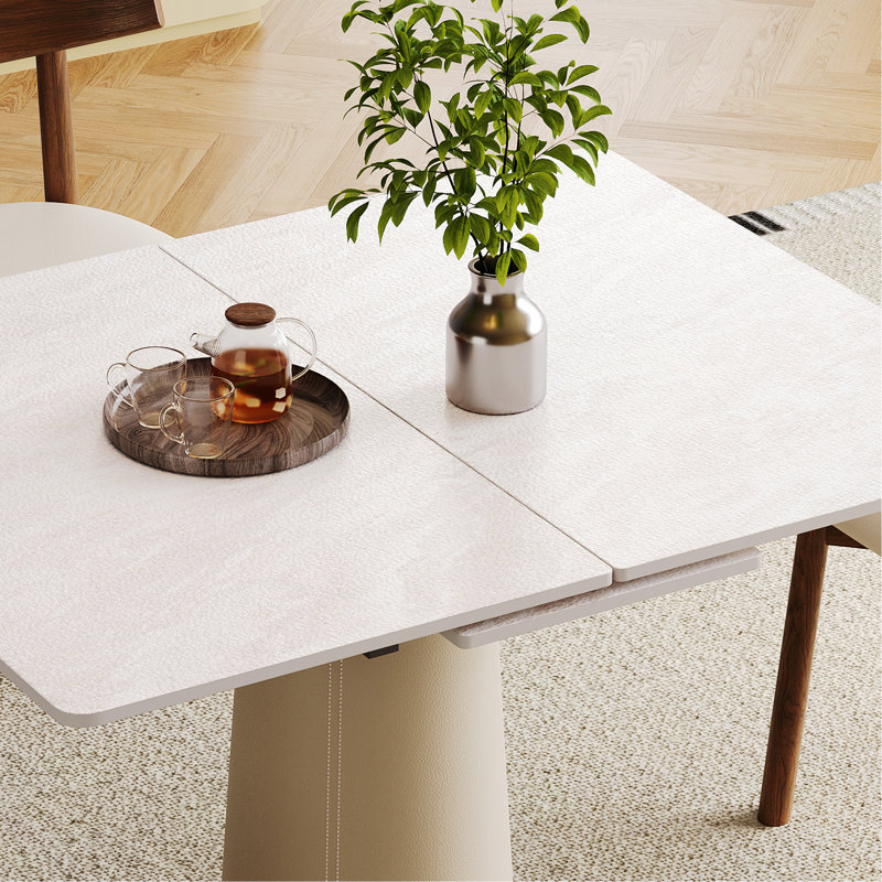 Table de salle à manger avec base en acier inoxydable recouverte de cuir pour la cuisine, petits appartements