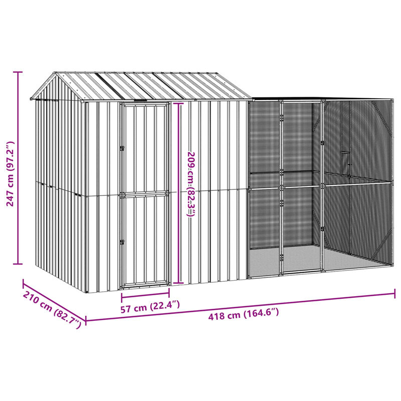 247cm Galvanised Steel Floor Bird Cage