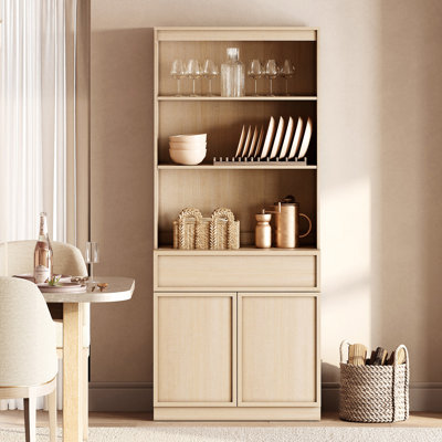 Buffet de 31,5 po de largeur avec portes, tiroirs et tablettes réglables, armoire de rangement de 72 po de hauteur pour la cuisine