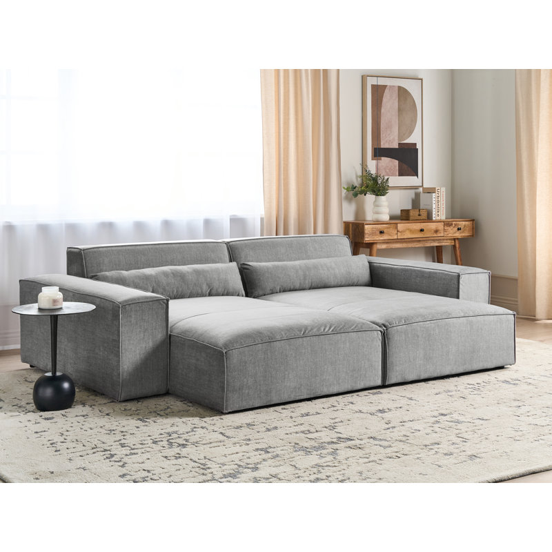 Netanya Upholstered Chaise Lounge, Grey Fabric, Right Hand Facing