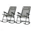Ensemble de chaises berçantes d'extérieur 2 pièces, ensemble de chaise berçante pliable pour patio avec appui-tête