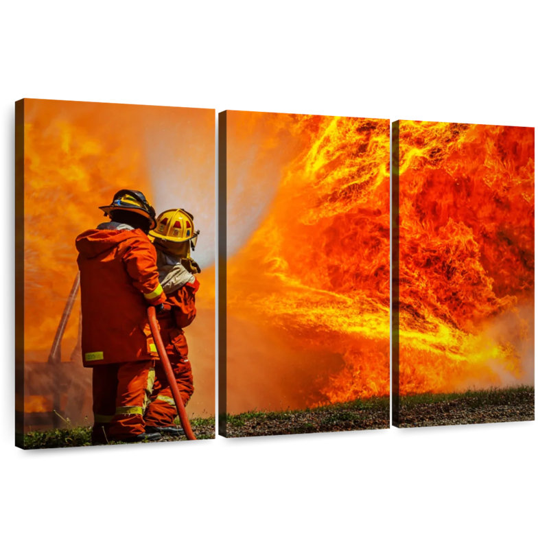 Lelar Blazing Fire Firefighters, 48" H x 74" W