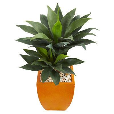 Faux Agave Plant in Stone Planter