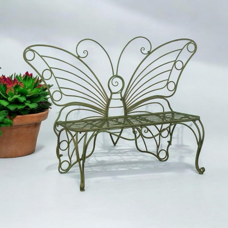 Butterfly Metal Garden Bench, Green