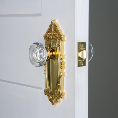 Grandeur grande plaque victorienne avec bouton de porte en cristal bordeaux