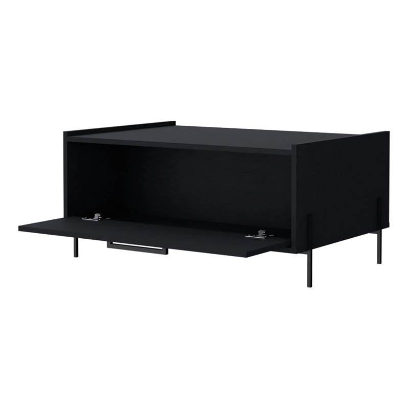 Coffee Table With Flip-Down Door, Black