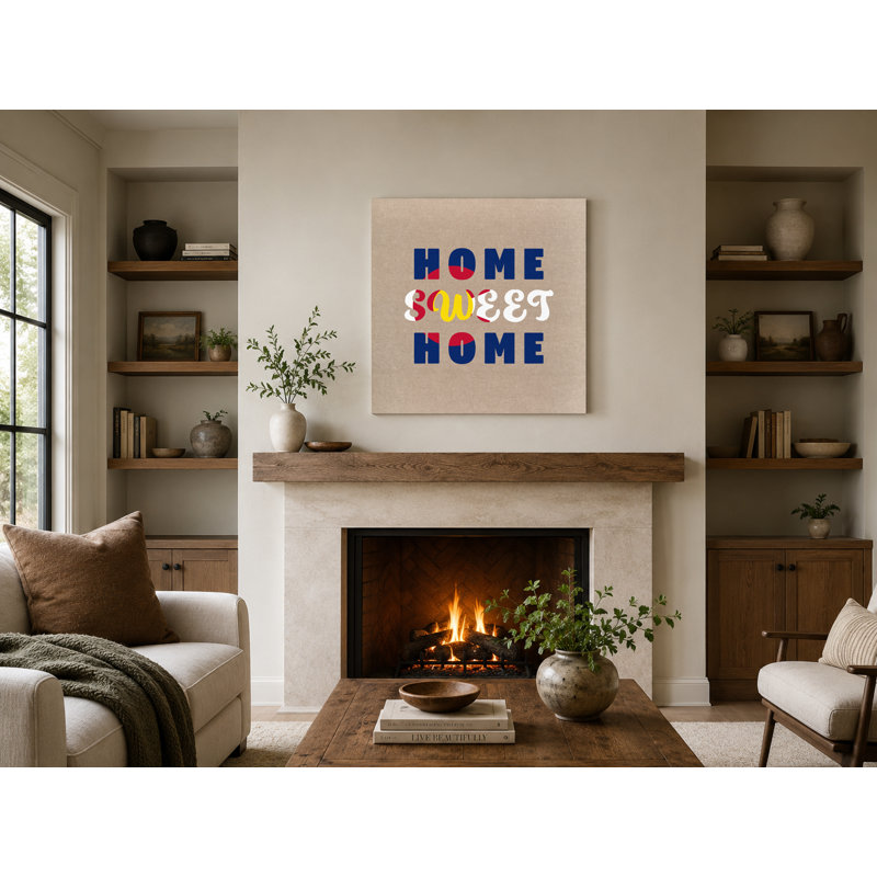 Home Sweet Home - art mural carré sur toile, 32" W x 32" H