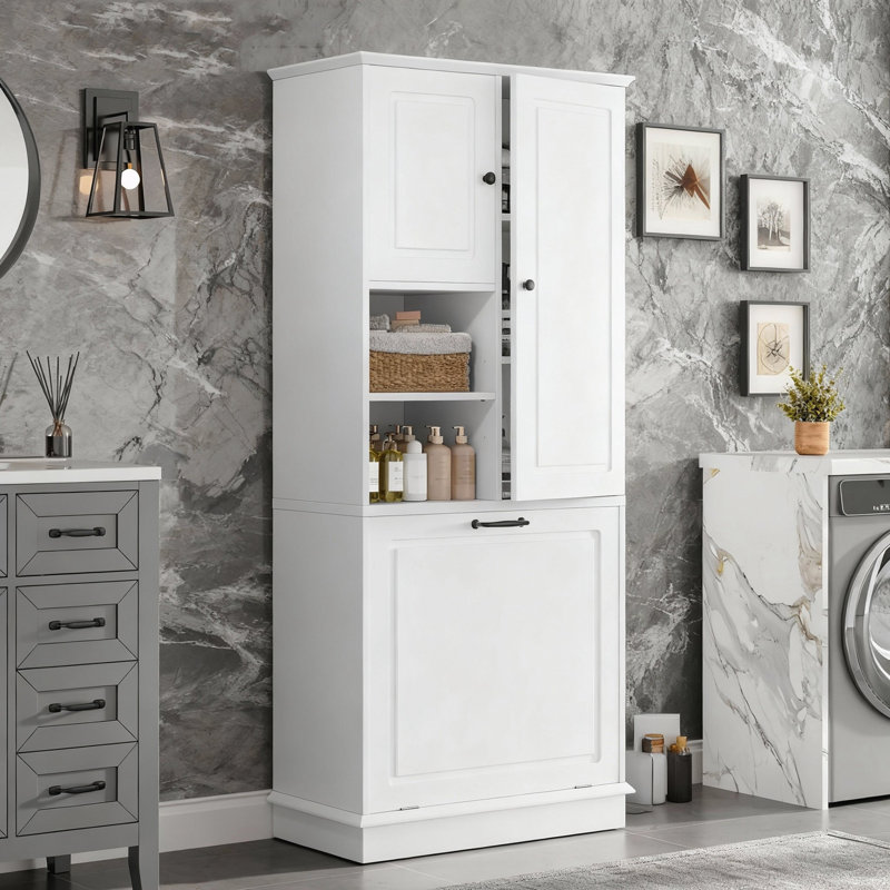Grande armoire de rangement avec tablettes réglables, Blanc