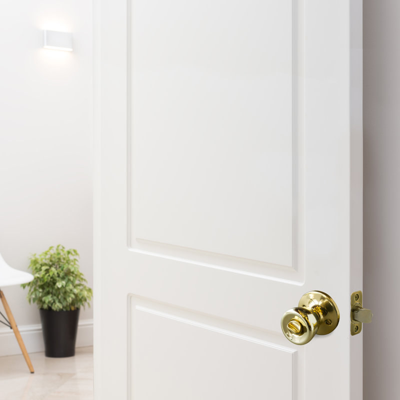 Bouton de porte de salle de bain / de chambre à coucher avec loquet universel à 6 verrouillages, Laiton poli