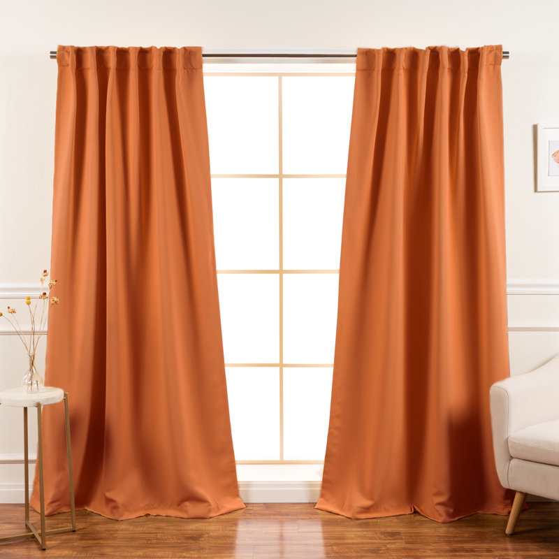 Panneaux de rideaux occultants et thermiques unis avec passe-tringle Bantam, Orange, l 52" x L 84"