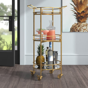 ZIOTHUM Bar Carts for The Home, Mini Bars for Home, Gold Bar Cart, Wine Cart, Liquor Cart, Drink Alcohol Serving Cart Rolling with 2 Mirrored