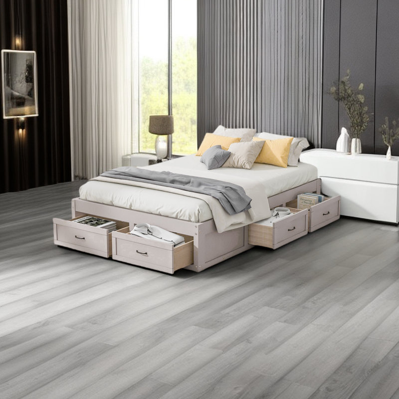 Raffaelo Platform Storage Bed, Antique White, Full / Double
