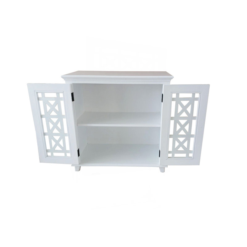 Armoire en bois massif avec porte et tablette en verre blanc Leroy