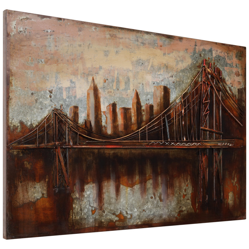 Handmade Industrial Brooklyn Bridge Metal Wall Art