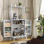 Armoire de rangement de 51 po pour garde-manger moderne, huche autoportante avec portes et tablettes, buffet avec support pour micro-ondes, café, armoire de salle à manger, salon, blanc