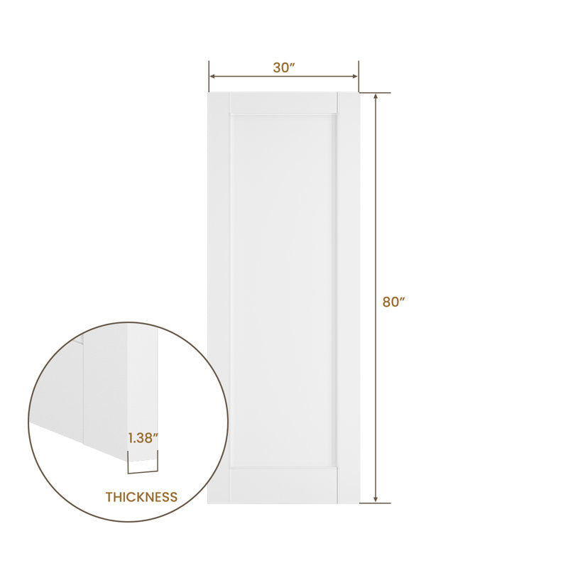 Porte en bois manufacturé à 1 panneau apprêté sans trousse de quincaillerie, 30 po x 80 po