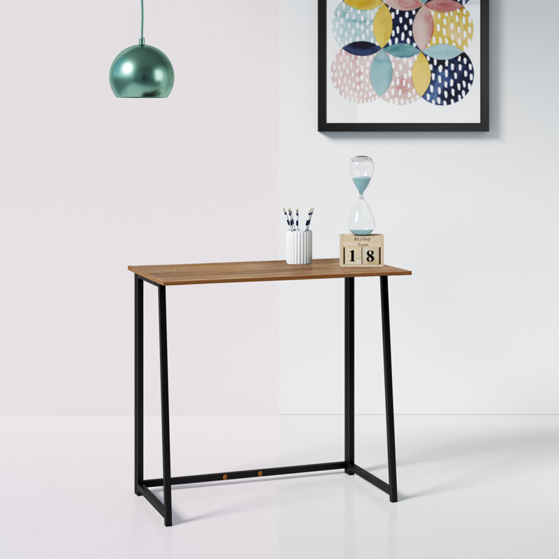 Tyonna Metal Base Writing Desk, Walnut/Black