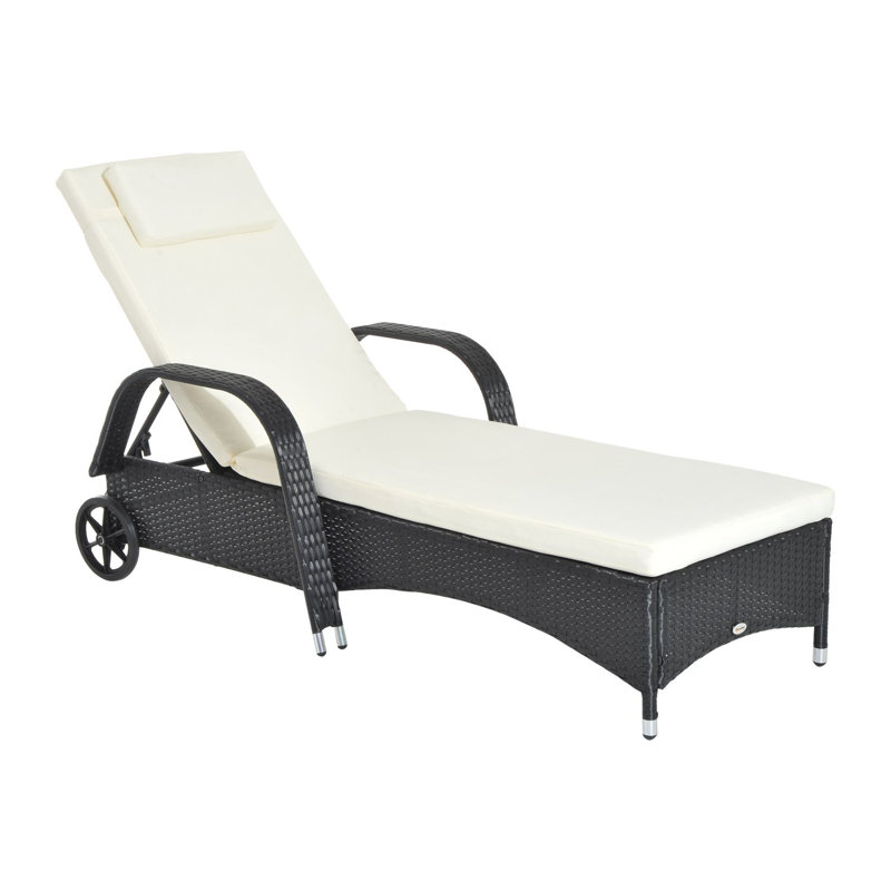 Ronning 200cm Long Reclining Single Chaise with Cushions, Black