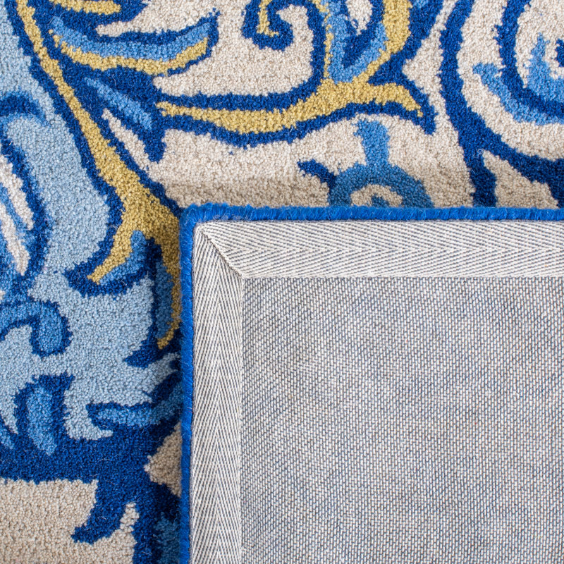 Empire Hand Tufted Wool/Cotton Oriental Rug in Blue/Ivory, Rectangle 4' x 6'