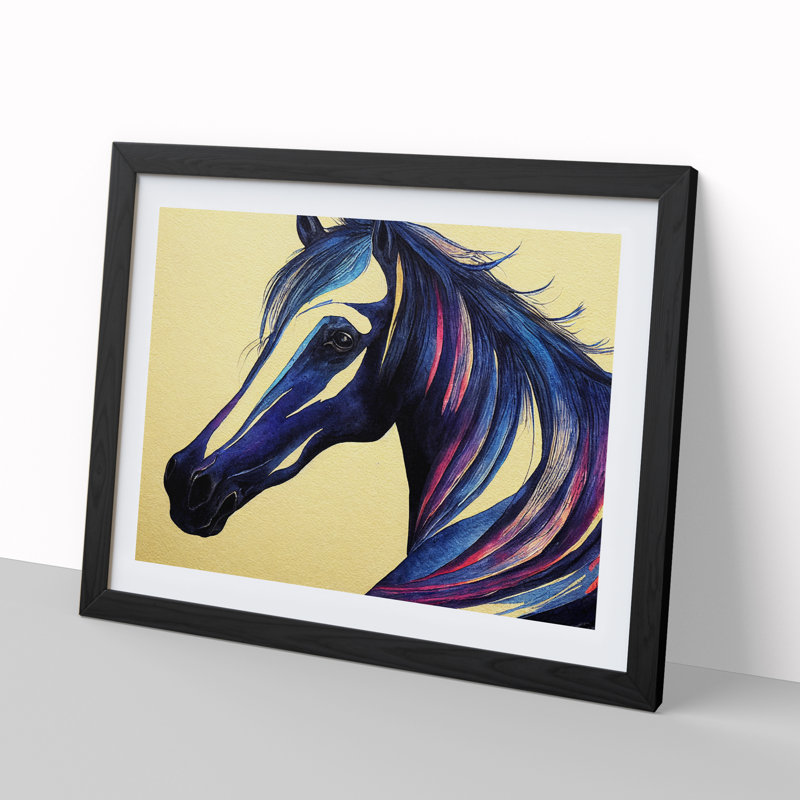 Horse Vol.2 Abstract - Single Picture Frame Painting, 46cm H x 64cm W x 2cm D, Black